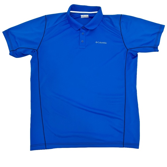 Columbia Mens Size XLT Polo Shirt Blue Omni-Shade Sun Protection Short Sleeve - Picture 1 of 9